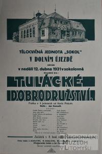 Dolní Újezd, Sokol, Tulácké dobrodružství - plakát, 1931