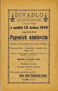 Cedar Rapids, Čtenářský spolek, Papoušek námluvčím - program, 1919