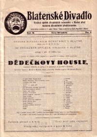 Blatná, Spolek divadelních ochotníků a Zpěvácký spolek Úslavan, Dědečkovy housle, 1926