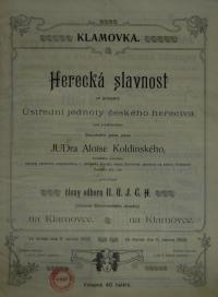 Herecká slavnost ve prospěch Ústřední jednoty českého herectva, Klamovka, program, 1903