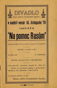 Cedar Rapids, Čtenářský spolek, Na pomoc Rusům - program, 1919