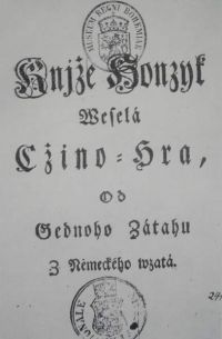 Kníže Honzík,titulní strana knižního vydání hry . Praha 1771