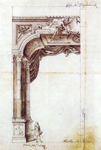 Praha, Nosticovo (Stavovské) divadlo, návrh první opony, J. Q. Jahn, asi 1783