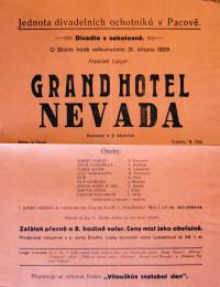Pacov, Spolek divadelních ochotníků, Grand hotel Nevada - plakát, 1929