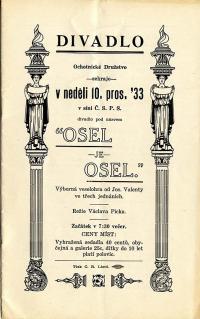 Cedar Rapids, Ochotnické družstvo, Osel je osel - program, 1933