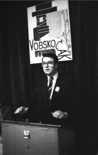 Vysoké nad Jizerou, KDP, Vobskočák – Josef Pšenička na zahájení,1987