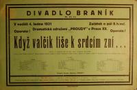 Praha-Vinohrady, Proudy, Když valčík tiše k srdcím zní... - plakát, 1931