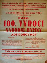 Hradec Králové, Sociální studentské sdružení, Matice Cyrilometodějská, Kde domov Můj- plakát, 1934