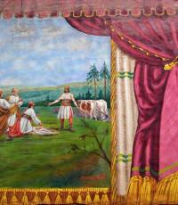 Šošůvka, bývalý hostinec, detail opony Přemysl Oráč, dle Ženíška Antonín Sychra, s. a.