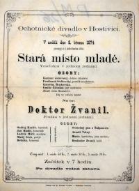 Hostivice, OD, Stará místo mladé, Doktor Žvanil - plakát, 1874