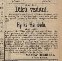 Hanibal, Hynek / Václav: Dvůr Králové n/L.  1872