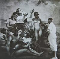 Žatec, Městské divadlo, opona Apoteóza města a jeho šťastného života, autor Oskar Brázda při práci, 1948