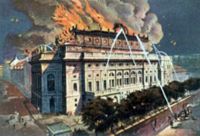 Praha, požár Národního divadla