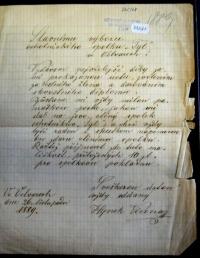 Velvary, Tyl, Vicena, Hynek, čestný člen, poděkování, dar souboru, rkp, 1889