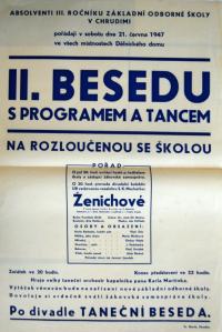 Chrudim, Učňovská besídkal, Ženichové - plakát, 1947