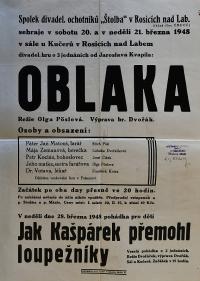 Rosice, Štolba, Oblaka - Jak Kašpárek přemohl loupežníky - plakát, 1948