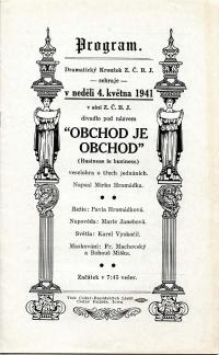 Cedar Rapids, Dramatický kroužek Z.Č.B.J., Obchod je obchod - program, 1941