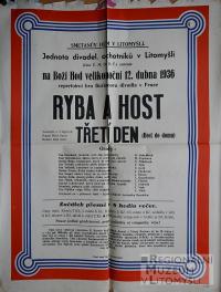 Litomyšl, JDO, Ryba a host třetí den - plakát, 1936