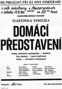 Chocerady, Posázaví, Domácí představení - plakát, 1986