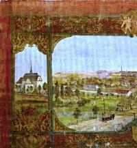 Havlíčkův Brod, Ochotníci, detail opony veduta města, 1873