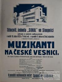 Sloupnice, Sokol, Muzikanti z české vesnice - plakát, 1933
