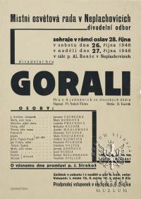 Neplachovice, Místní osvětová rada, Gorali - plakát, 1946