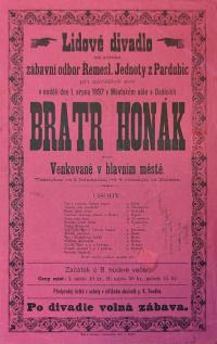 Pardubice, Řemeslnická jednota, Bratr honák - plakát, 1897