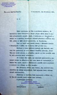 Jihlava, okrsek Hany Kvapilové, pozvánka na divadelní soutěž do Prostějova, 1926