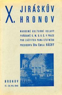 Hronov, NP 10. Jiráskův Hronov, programová brožura, 1940
