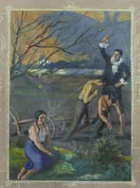 Kyšice, opona, Josef Štembera, detail Bílá Hora, 1935