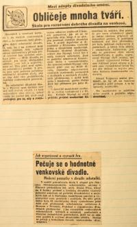 Přerov, Středomoravský okrsek ÚMDOČ, novinové zprávy o divadelní škole, časově neurčeny