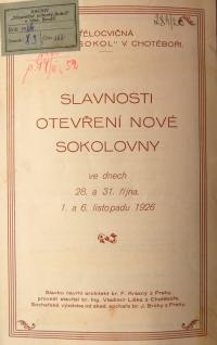 Chotěboř, otevření Sokolovny 1926 - program
