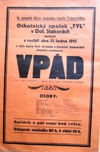 Dolní Stakory, Tyl, Vpád (Karel Leger a František Procházka) - plakát,1915