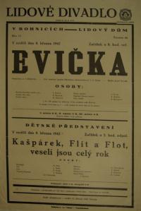 Praha-Bohnice, Lidové divadlo, Evička - plakát, 1942