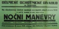 Praha-Strašnice, Dělnické ochotnické divadlo, Noční manévry - plakát, 1928