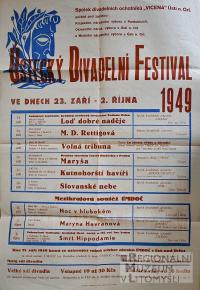 Ústí nad Orlicí, Ústecký divadelní festival - Mezikrajová soutěž ÚMDOČ - plakát, 1949