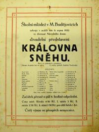 Moravské Budějovice, Školní mládež, Královna sněhu - plakát, 1922