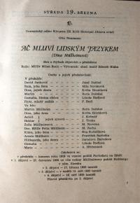 Jihlava, Klicpera, Ač mluví lidským jazykem - program, 1958