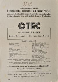 Přerov, Středomoravský okrsek ÚMDOČ, okrskové představení, Otec - plakát, 1942