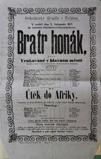 Polička, Ochotníci, Bratr honák - Útěk do Afriky - plakát, 1871