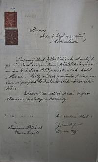 Chrudim, Klub fotbalistů, Přátelský večer, 1919