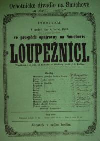 Praha-Smíchov, Ochotnické divadlo U zlatého anděla, Loupežníci - plakát, 1865