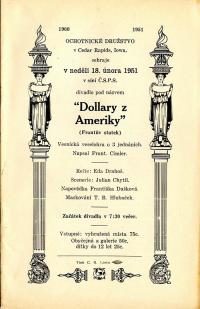 Cedar Rapids, Ochotnické družstvo, Dollary z Ameriky, Frantův statek - program, 1951