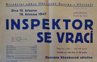 Přelouč, Besední ochotnické divadlo, Inspektor se vrací - plakát, 1947