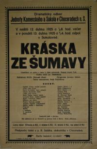 Chocerady, Sokol a Jednota Komenský, Kráska ze Šumavy - plakát, 1925