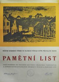 Vysoká Libeň, Divadlo mladých, Pamětní list, 1973