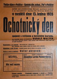Polička, Ochotníci, Učitel - Nic než maso - Zkouška lorda Palmerstona - plakát, 1935