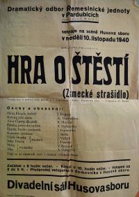 Pardubice, Řemeslnická jednota, Hra o štěstí - plakát, 1940