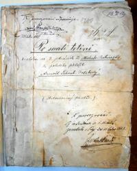 Brandýs nad Labem, Schwab-Polabský, rkp. překladu Baluckého Po smrti tetině, doporučení Stroupežnického, 1882.