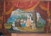 Ledenice, Libuše věštící, opona putujícího loutkáře Finka, dle obrazu Josefa Mathausera František Pešán, s.a.